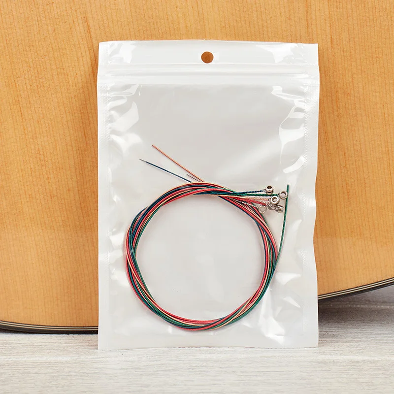 6Pcs/Set Acoustic Guitar Strings Rainbow Colorful Guitar Strings E-A for Acoustic Folk Guitar Classic Guitar Multi Color Parts: Red