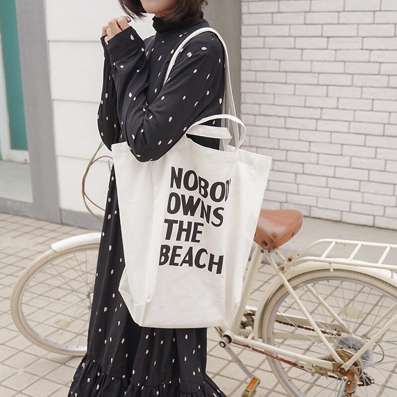 Sac en toile de couleur pour femmes | Grande Version coréenne du sac en toile, sac Eco décontracté de shopping à bandoulière réutilisable, sac de livre Portable en tissu pour étudiantes: WHITE