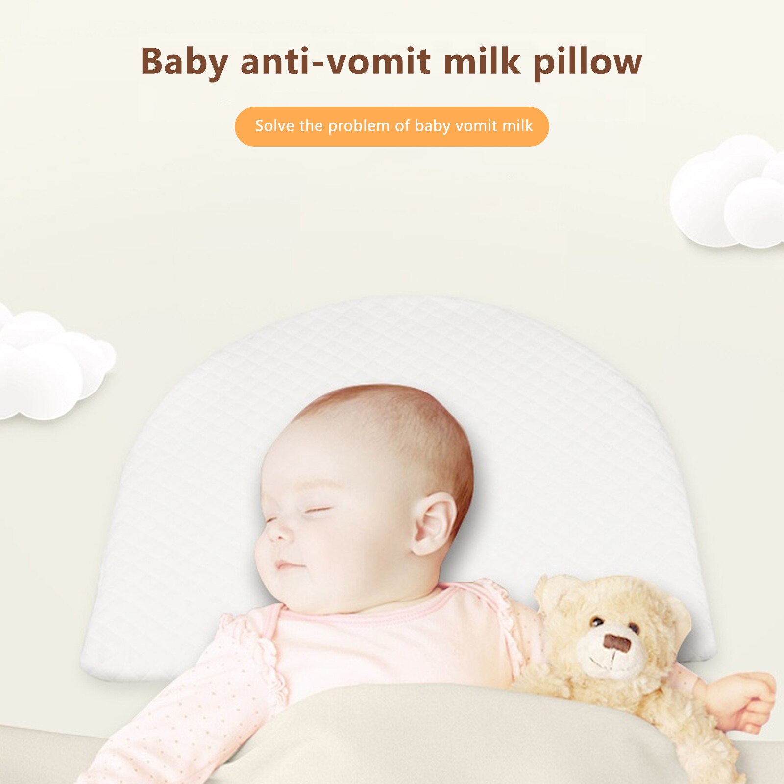 Baby Sleep Positioner Prevention Flat Head Anti Reflux Raised Colic Pillow Sleeping Improvement Cushion