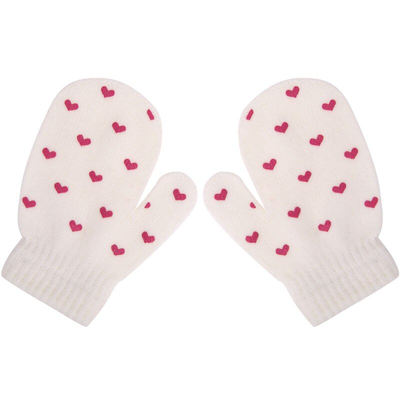 M89CWhite, Blu, Grigio Bambini Dot Star Cuore Del Modello Guanti Delle Ragazze Dei Ragazzi Morbido di Lavoro A Maglia Guanti Caldi Guanti Di Moda: WhiteHeart