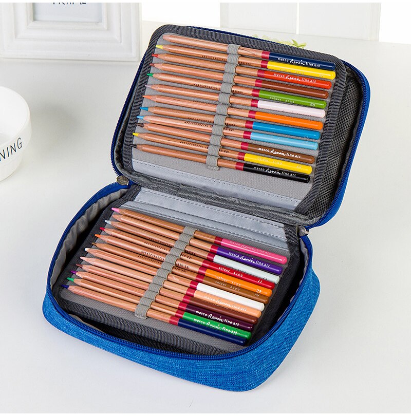 School Potlood Gevallen Voor Meisjes Jongen Pencilcase 72 Gaten Pen Box Canvas Multifunctionele Opbergtas Case Pouch Briefpapier Kit