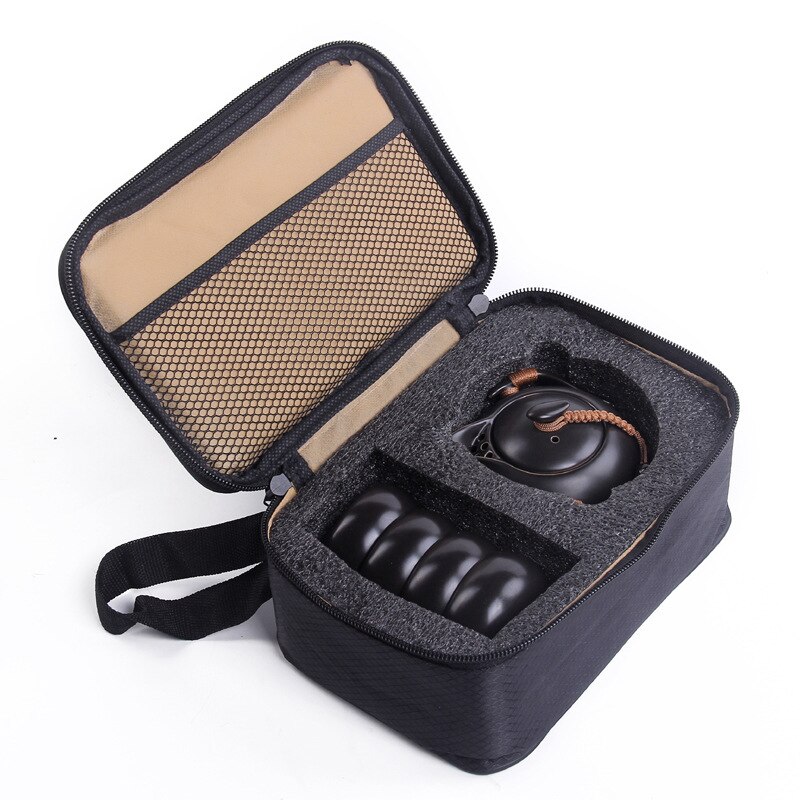 Przenośny pingwin, jeden garnek, cztery kubki podróżny zestaw robić herbaty, czajniczek, filiżanka robić herbaty, czajniczek, filiżanka robić herbaty: czarny 1 Pot 4 Cups