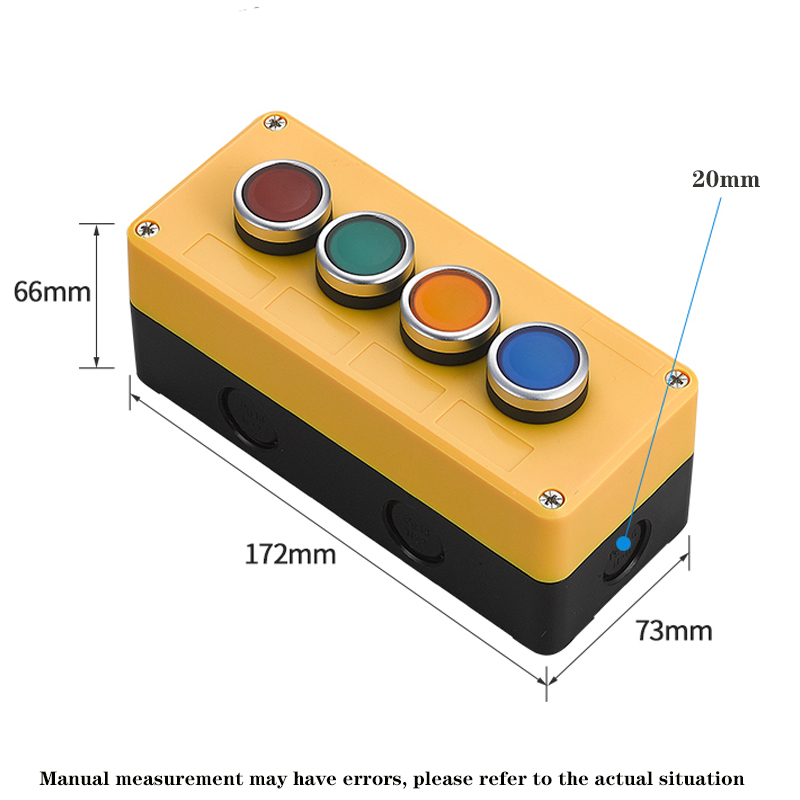 Button switch control box plastic hand-held self starting button waterproof box electrical industrial emergency stop LA38: Yellow