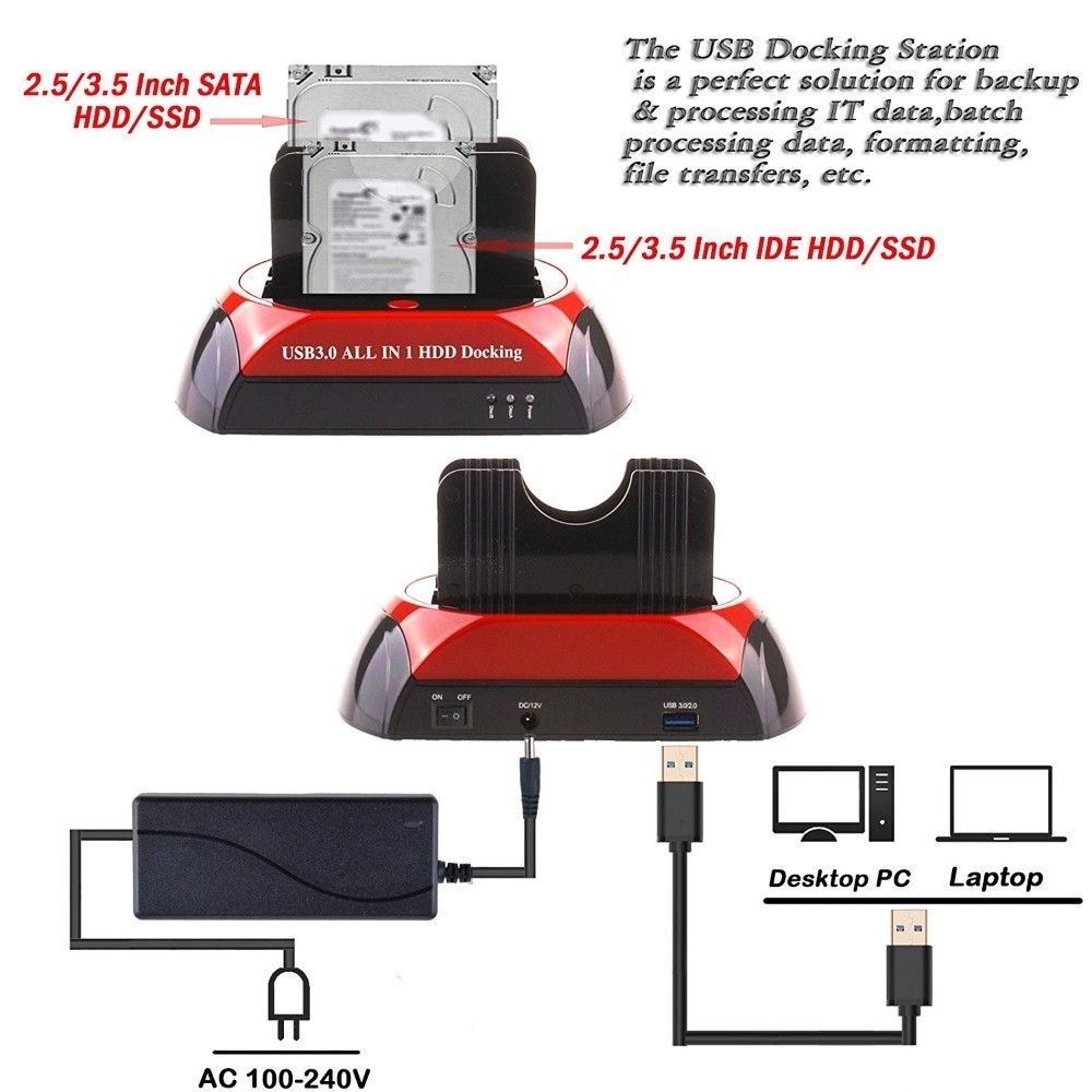USB3.0 High-speed Doppel Dock HDD Docking Station 2,5 zoll 3,5 zoll SATA IDE Hub Externe Speicher Gehäuse Box UNS typ