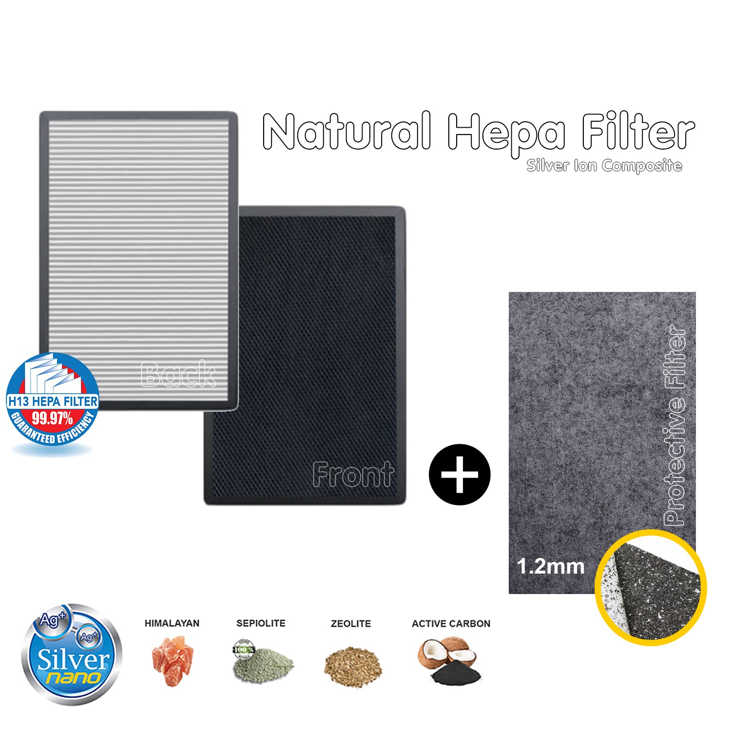 Vervanging Hepa Filter En Actieve Kool Filter 260*260*30Mm 260*250*35Mm Xiaomi compatibel MJXFJ-150-A1: 1/Pcs 260*260*30mm Natural Filter + Protective