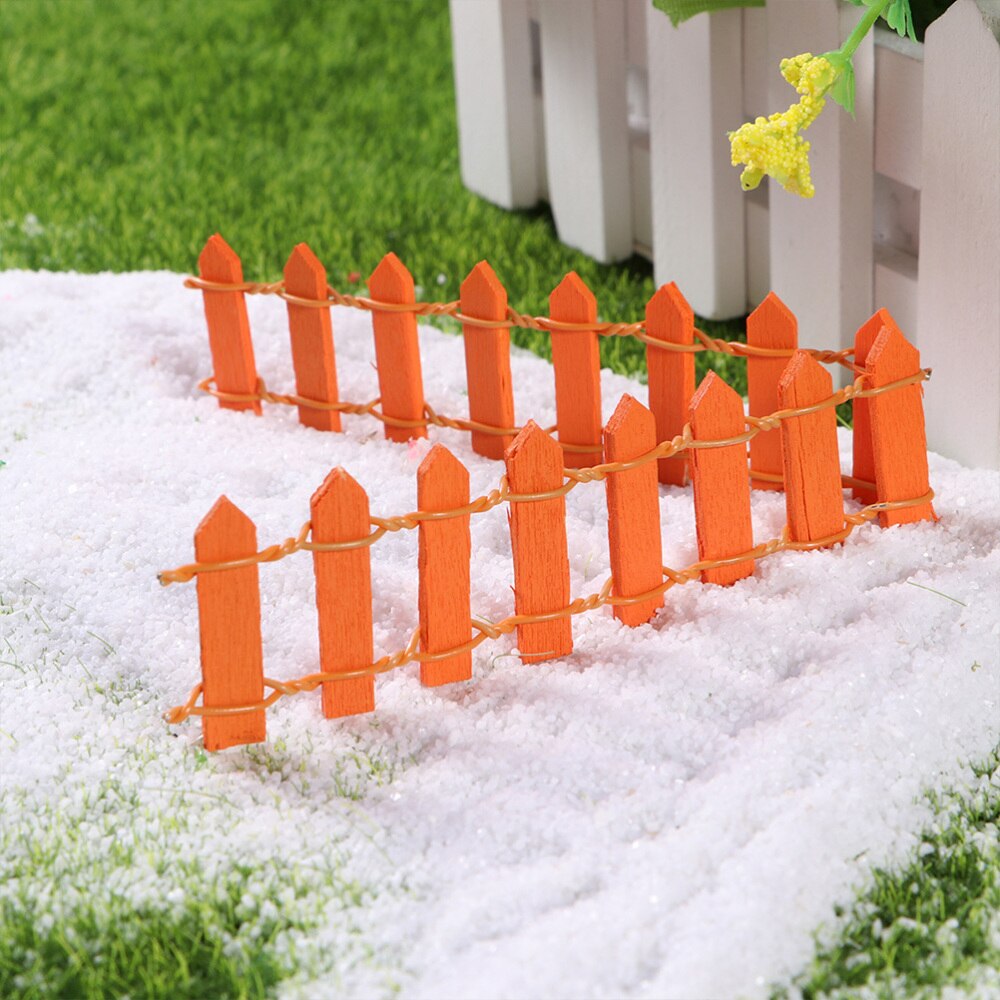 10Pcs Mini Small Wood Fence DIY mini house Fairy Garden Micro Plant Pot Decor Bonsai Terrarium Ornament ): Orange