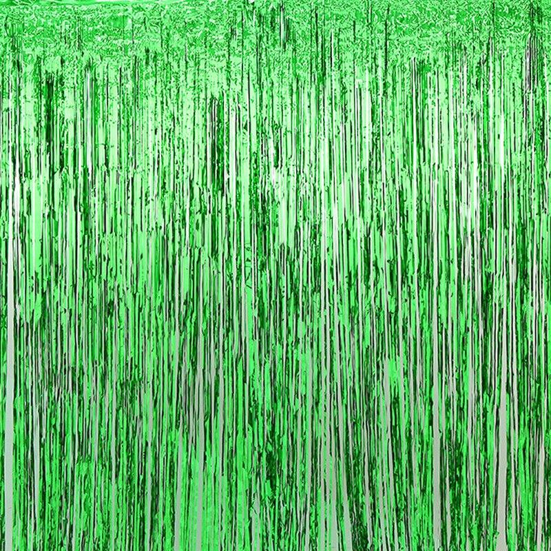 Party Backdrop Glitter Gold Curtains Wedding Birthday Anniversary Tassel Background Decoration Favors Coloured Ribbon Drapes: Green Color
