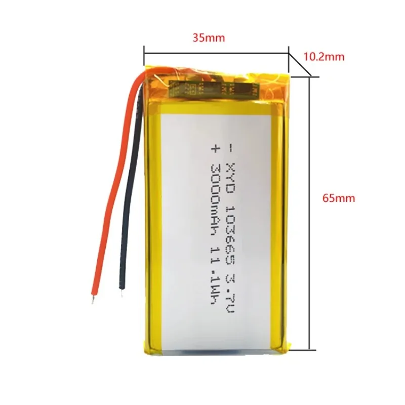 103665 / 103565 3,7 V 3000 mAh Polymer-Lithium-Akku für Hochgeräte, Werkzeuge, LED-Leuchten, Fahrrekorder, Powerbank