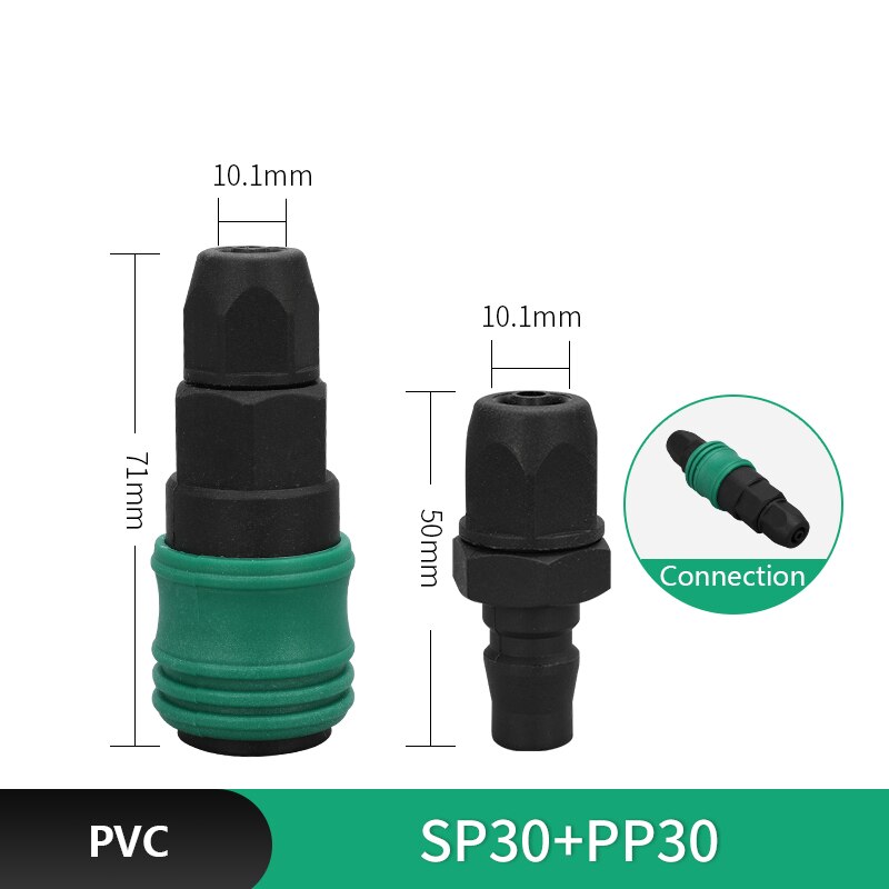 2PCS PVC Pneumatic fitting High pressure coupling Air Hose Quick compressor connector Thread Pneumatic Quick Coupling: SP30-PP30