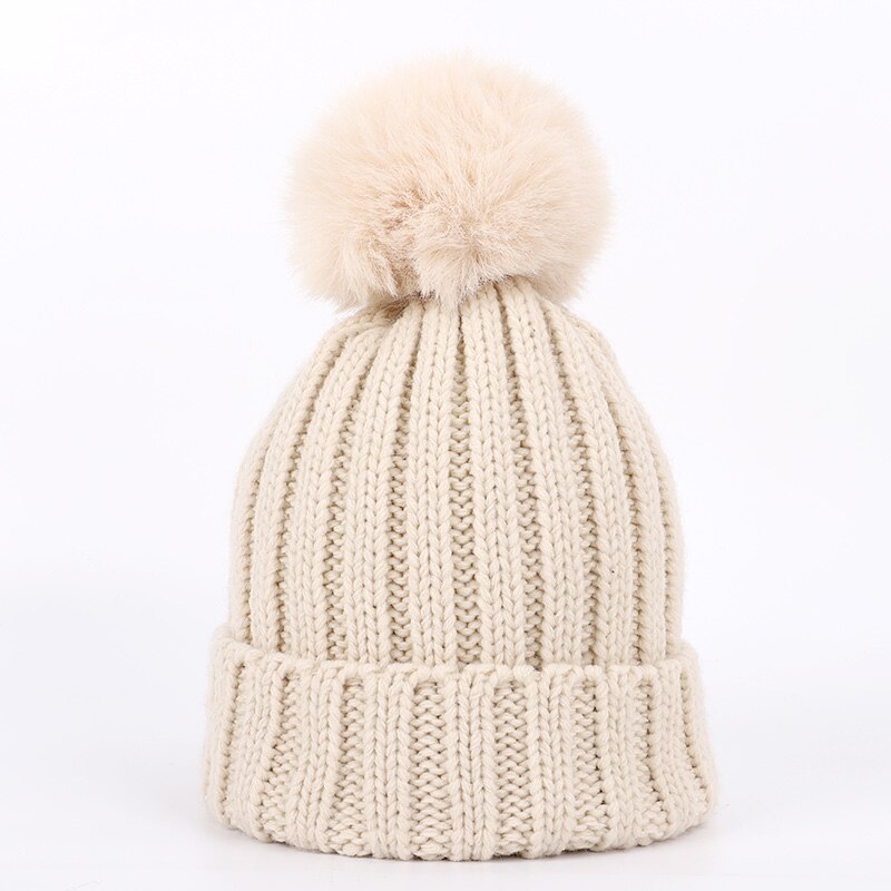 Mode kinderen Gebreide Mutsen Muts Sjaal 2 Stuks Set Effen Kleur Winter Jongen Meisje pompom Zachte Cap sjaals Baby Kids