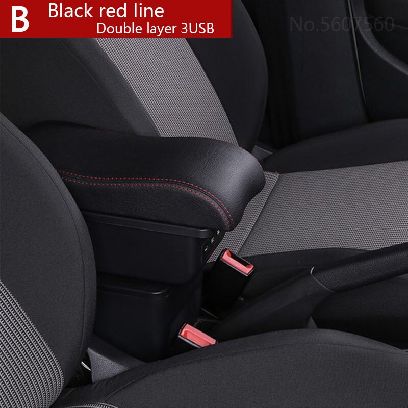 For VW Golf 6 Armrest box golf 5 Mk6 MK5 jetta 5 Interior special Retrofit parts Car Armrest box Center Storage box: B1 Black 3USB