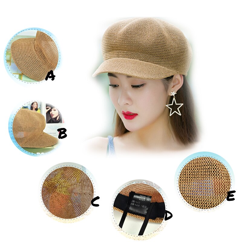 Sombreros de sol con tapa respirable para mujer, sombreros de de estilo británico, casuales, de paja , plegables, con protector solar, para viaje,
