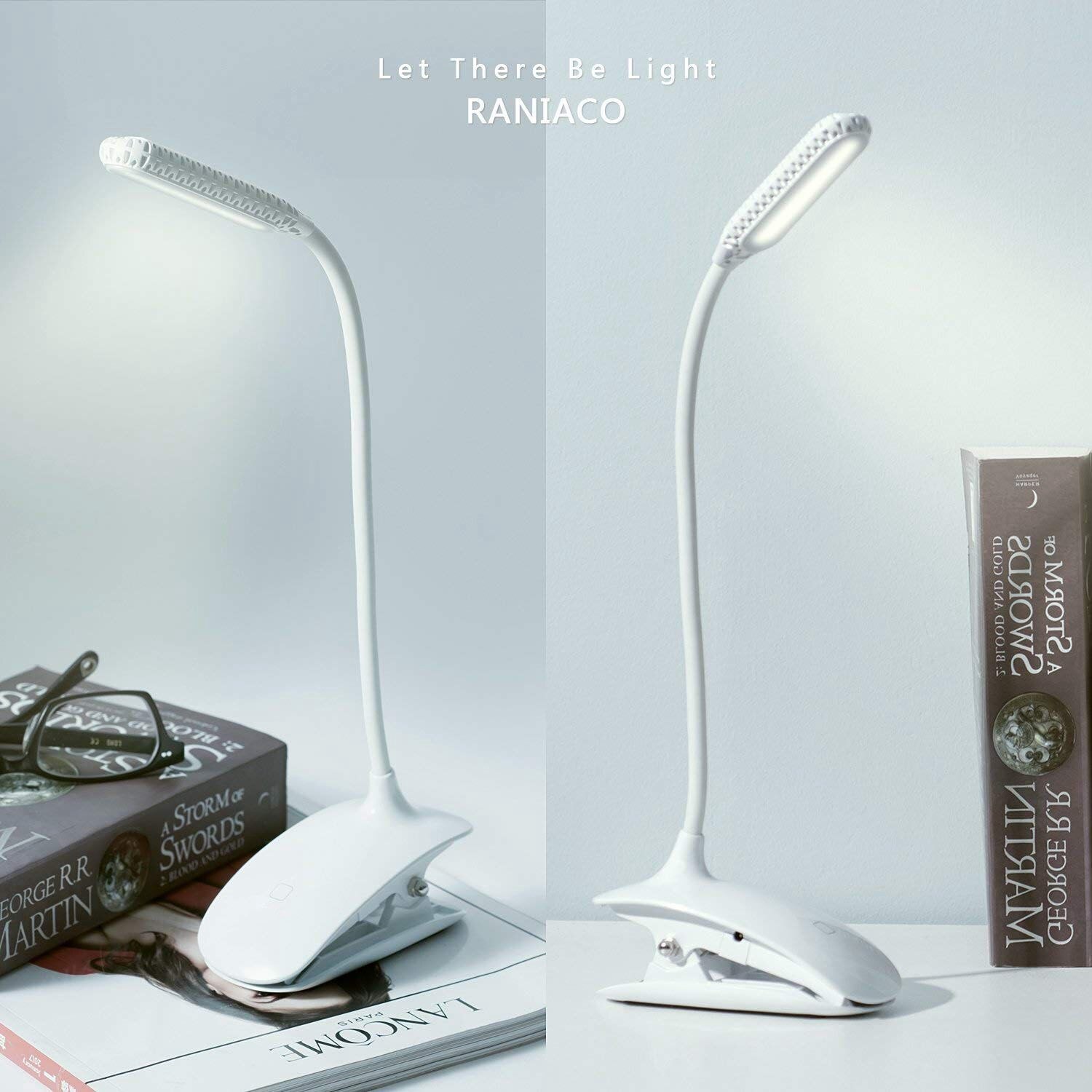 LED Clip Leeslamp Daglicht 12 Leds Leeslamp-3 Helderheid USB Oplaadbare Touch-Schakelaar Nachtkastje Boek Licht