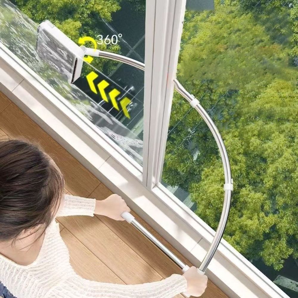 Stainless Steel and PP Windows Cleaning Tool Stretchable Arc Rod High-rise Window Cleaner Flexible Cleaning Gray