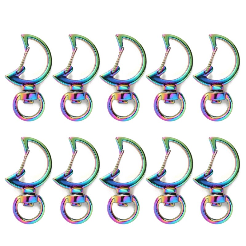 10 stuks regenboog metalen karabijnhaak kreeftensluiting lanyard met sleutelhanger voor sleutelhanger hart ster kat sleutelhanger open bezel diy tassen findi: 5