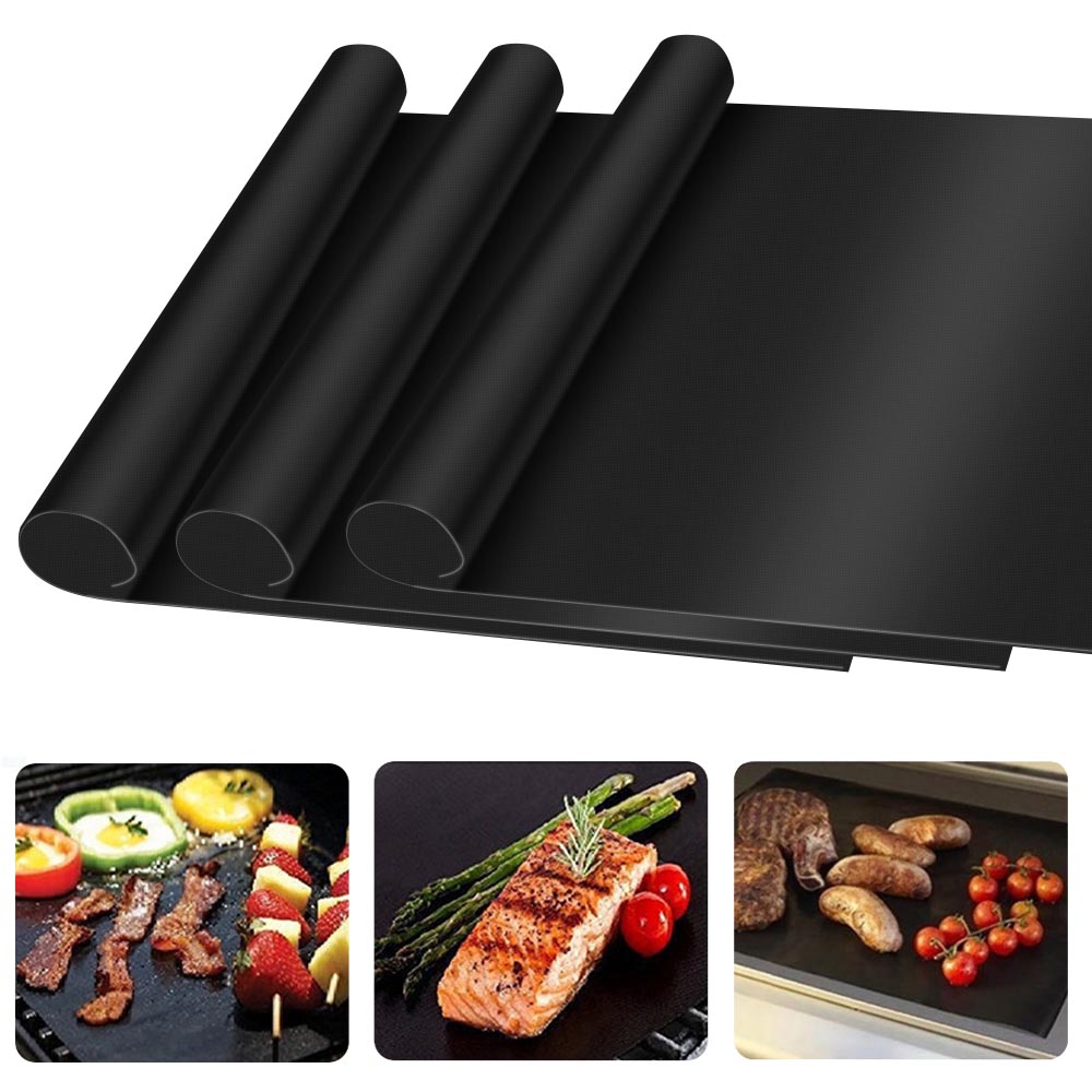 Estera antiadherente para parrilla de barbacoa, herramientas de cocina de teflón para asar, resistente al calor, fácil de limpiar, 3 uds.