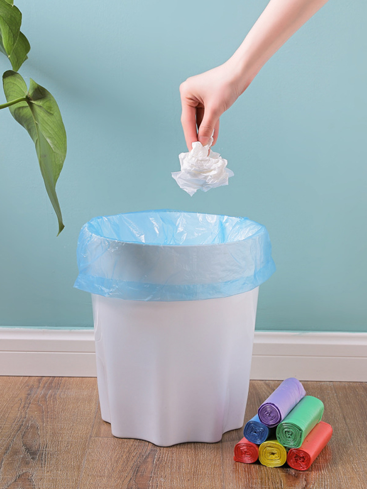 100 stücke Gemischte Farbe Einweg Mülleimer Taschen Verdicken Flache Mund Küche Lagerung Müll Taschen Biologisch Abbaubare Reinigung Lagerung Tasche: Ursprünglich Titel