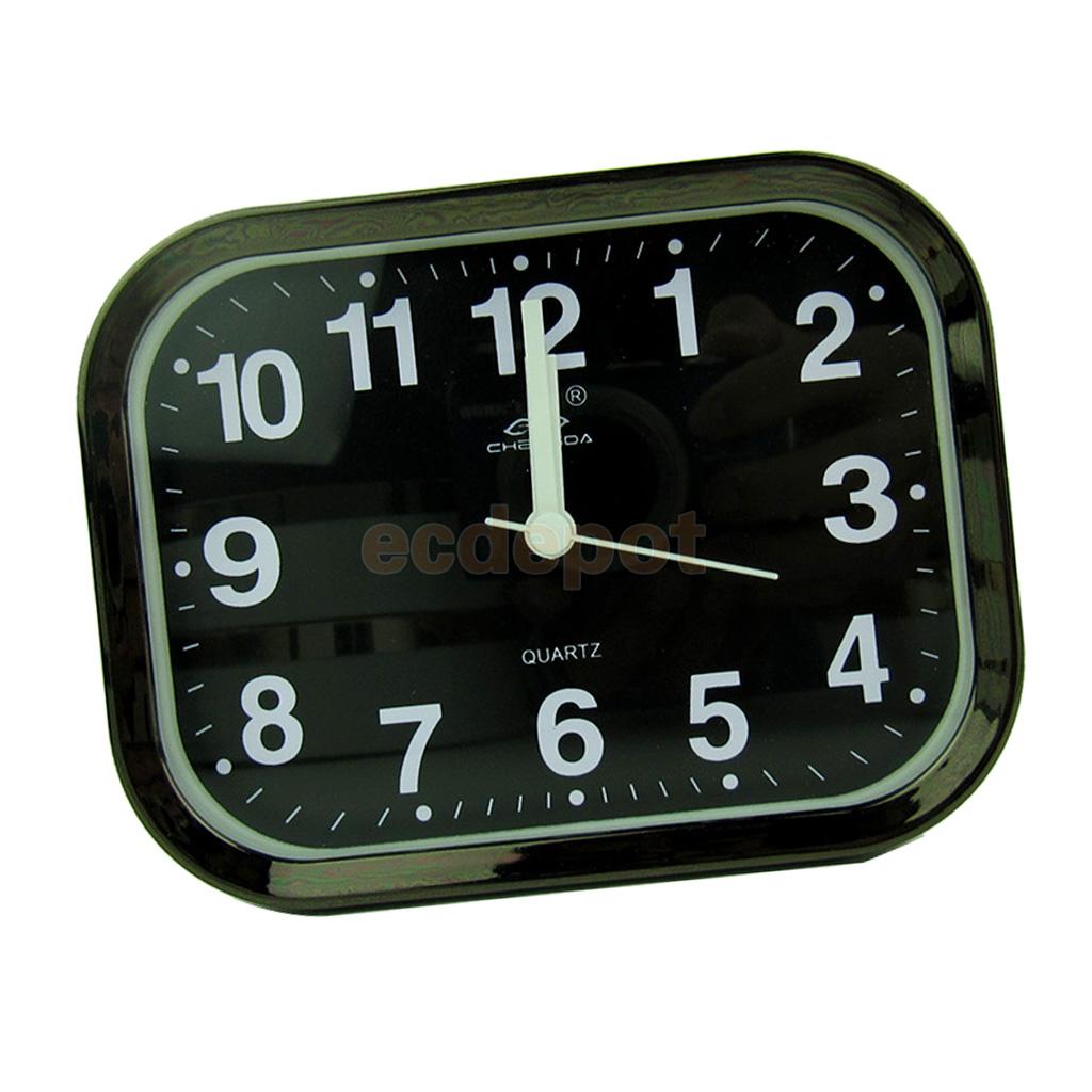 Mini Round Alarm Clock Desktop Table Bedside Clocks Kids Adults Travel Clock Decor Alarm Clocks Dial Number Round: Black Rectangle