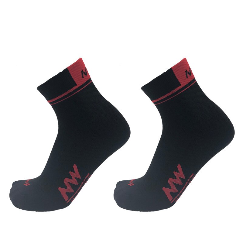 Sping sommer cykelstrømper mænd kvinder cykeltilbehør sport udendørs åndbar mesh cykler sokker calcetines ciclismo: Sort rød