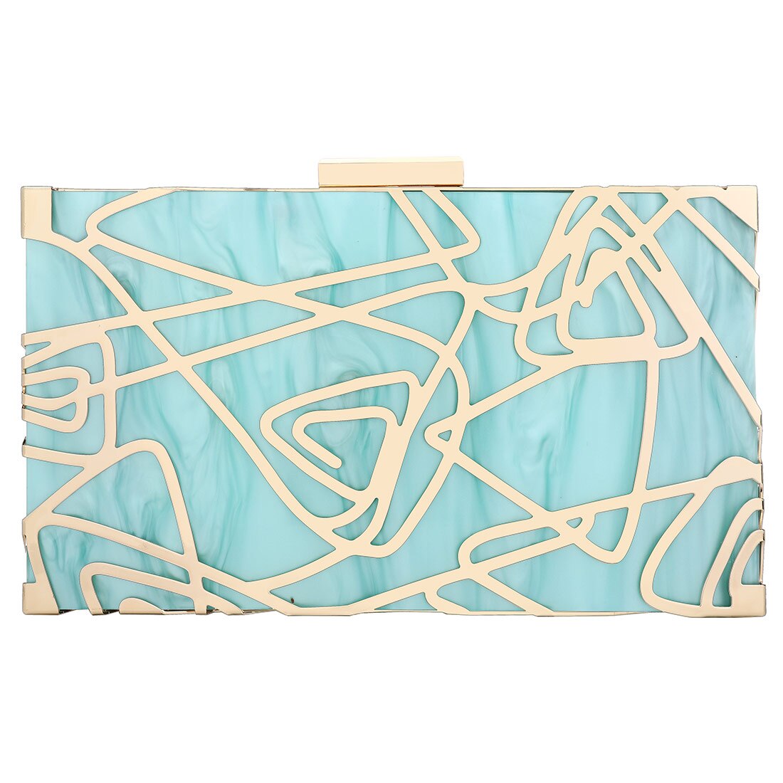 Acryl schwer-Oberfläche Kasten Taschen Hochzeit Kupplung Tasche Geometrische aufbringen Weibliche modisch Party Schulter Geldbörse Rechteck Beutel: skyblue