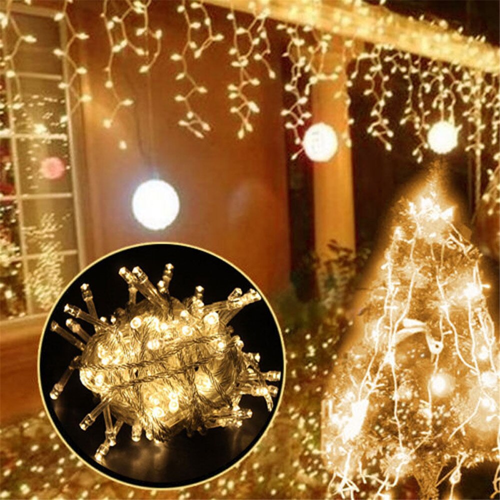 Weihnachtsbeleuchtung Wasserfall Außendekoration 5M sinken 0,4-0,6m LED-Leuchten Vorhang Lichterketten Party Garten Traufe Dekoration