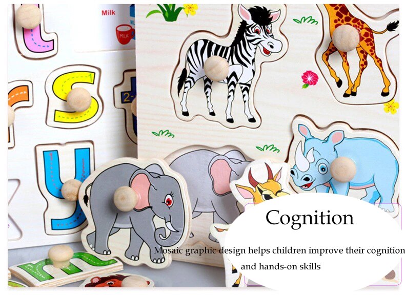 3D Wood Puzzle Jigsaw Toys For Children Cartoon Animal Vehicle Wood Puzzles Intelligence Kids Baby Early Educational Toy