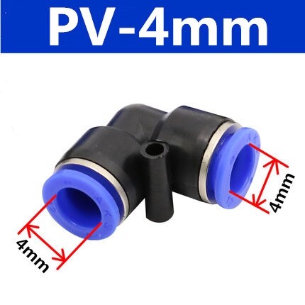 Codo neumático de plástico de ajuste rápido, piezas de aire, tubo de empuje en agua, conector rápido, bloqueo de deslizamiento de 2 vías, PV, 4mm, 6mm, 8mm, 10mm: PV-4mm