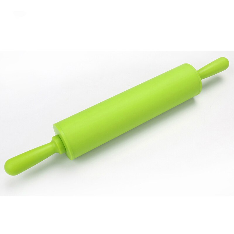 Farverig silikone kagerulle med træhåndtag moderne stil hjemmekøkken forsyninger dej rulledej pizza wienerbrød tærte pasta: B-grøn / 30cm