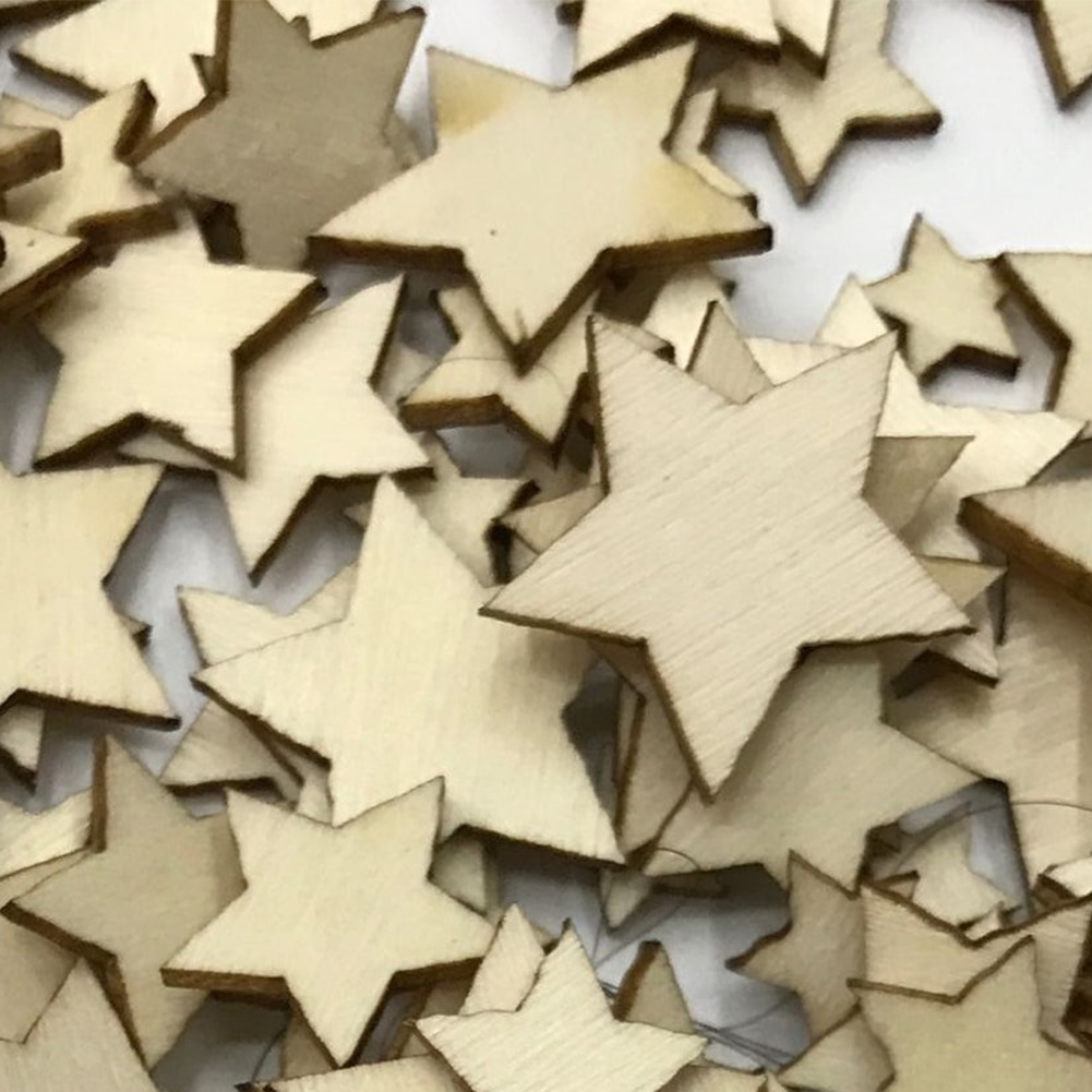 Handmade Ornaments Buttons Scrapbooking Size Mixing Light Weight Supplies Graffiti Wooden Stars DIY Crafts Embellishments
