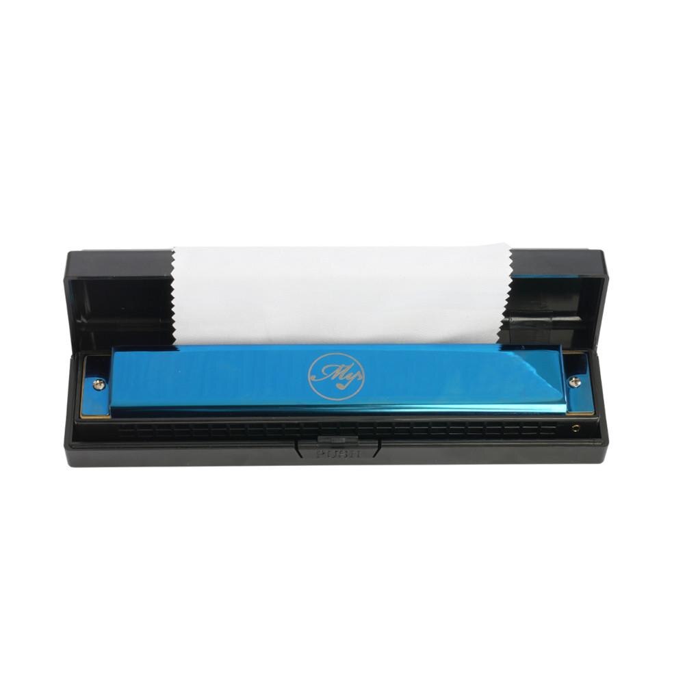 Harmonica polyphonique à 24 trous pour débutants, Instrument de musique , couleur argent/bleu/noir: blue