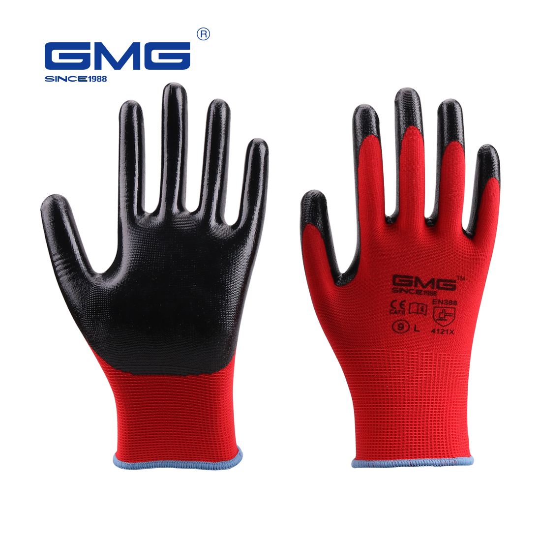 Gmg 6 pairs nitrilo luvas de trabalho segurança jardim mecânico de proteção automontagem pintura impressão bom aperto feminino masculino luvas à prova de óleo