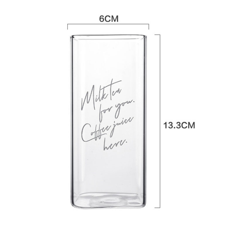 Heat-Resistant Square Glass Home Breakfast Square Cup Milk Cup Square Cup Large Capacity Beverage Fruit Juice Water Cup: Default Title