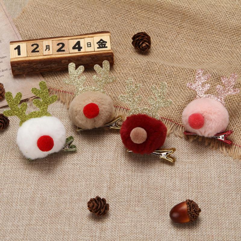 Kerst Pluche Haarspeld Pluche Bal Winter Kinderen Haarspeld Top Clip Elanden Eendenbek Gewei Kerst Haaraccessoires