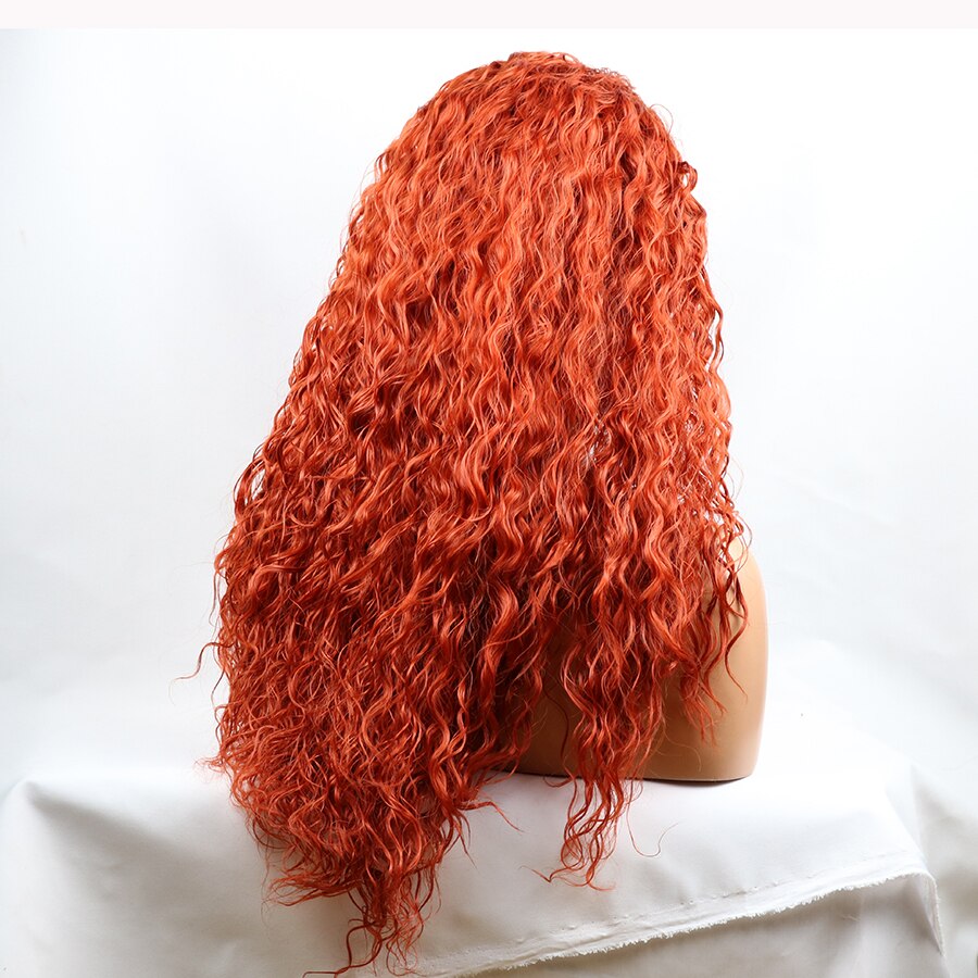 Natural Hairline Red Orange Lace Front Wig for Women Long Natural Synthetic Hair Replacement Heat Resistant Synthetic Wigs