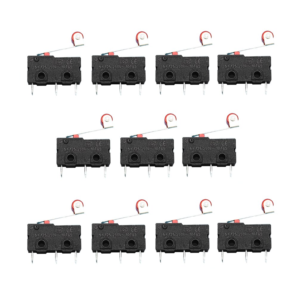 10Pcs/Lot Mini 3 Pin SPDT Micro Limit Switch Roller Lever Arm Snap Action Switch