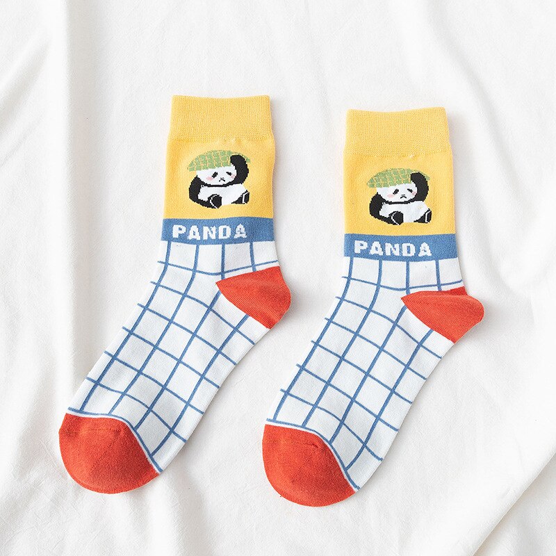 Meias femininas animal panda engraçado meias criativo streetwear doce bonito coreano kawaii dos desenhos animados meias skarpetki sokken calcetines soks: D