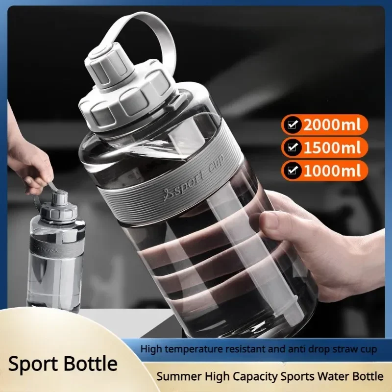 2 liters stor vandflaske med sugerør 2l/1.5l/1l/0.6l store skolegymnastiksals sportsdrikkeflasker bpa-fri fitness