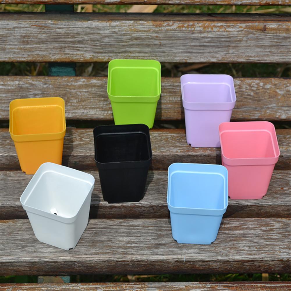 Candy Colors Mini Square Plastic Plants Flower Pots Home Garden Office Succulent Plant Pot Greenhouse Nursery Trays 7 Pieces