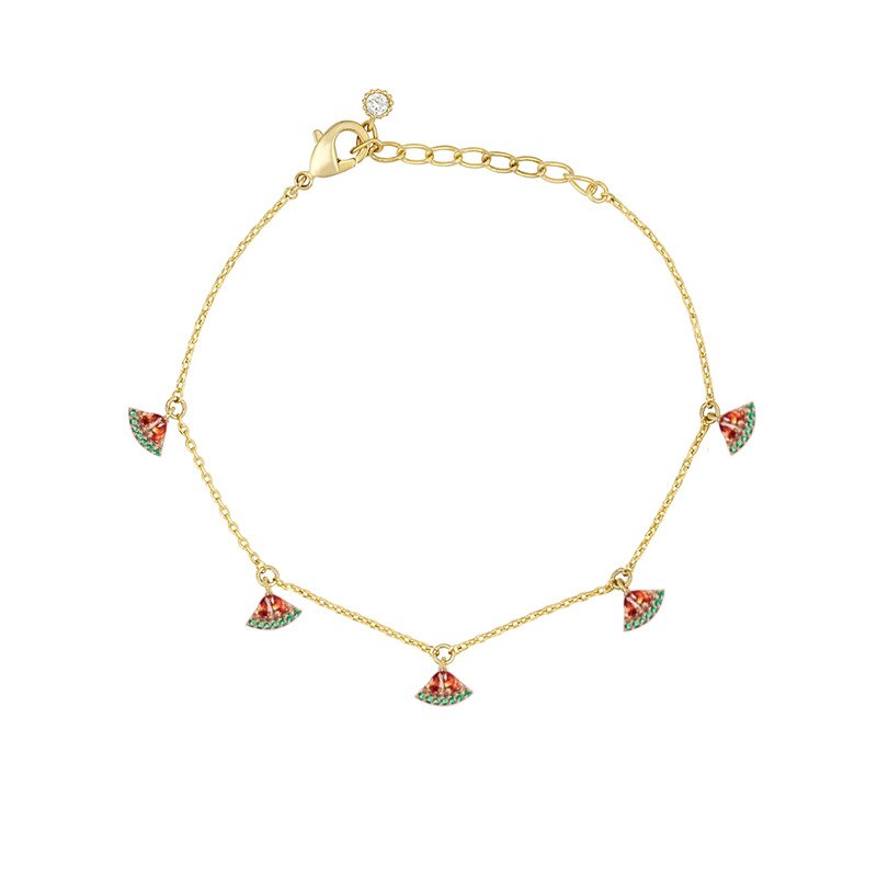 Nuevos accesorios brillantes para pulseras de frutas de cristal para mujer, pulseras y anillos de cereza: bracelet8