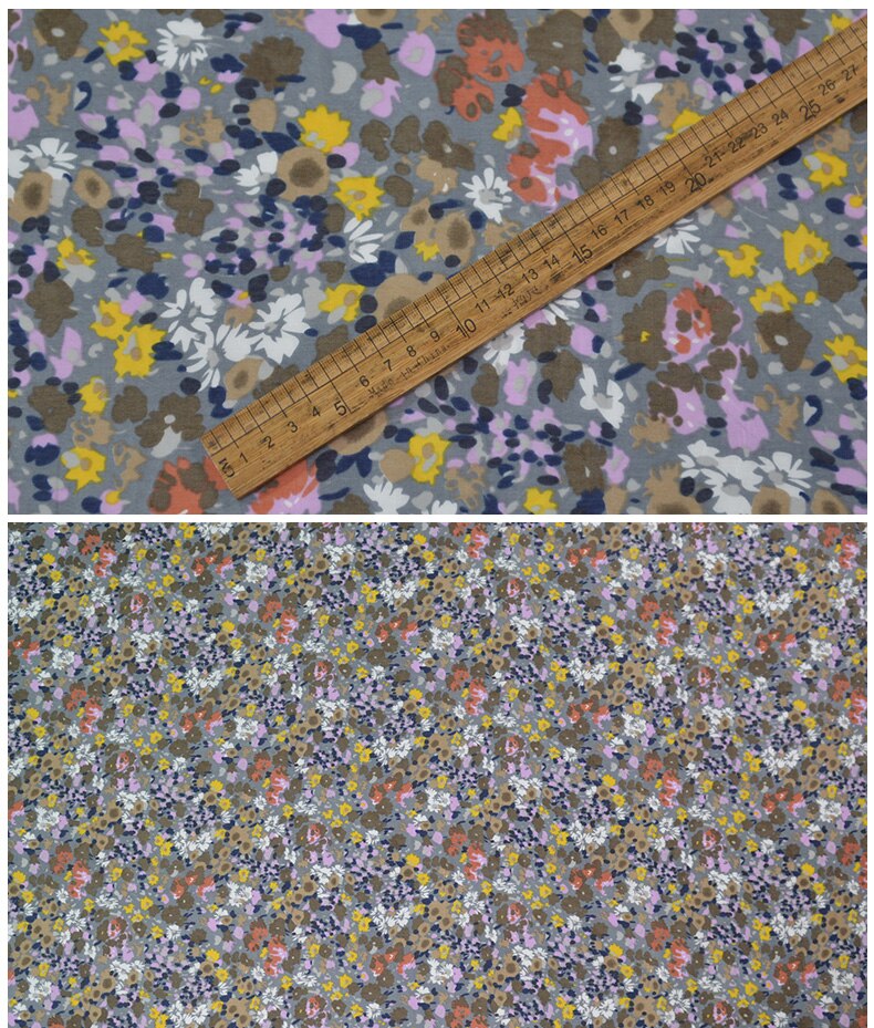 Tissu en soie de coton doux à fleurs rétro, matériel de couture pour chemise, 100cm x 135cm