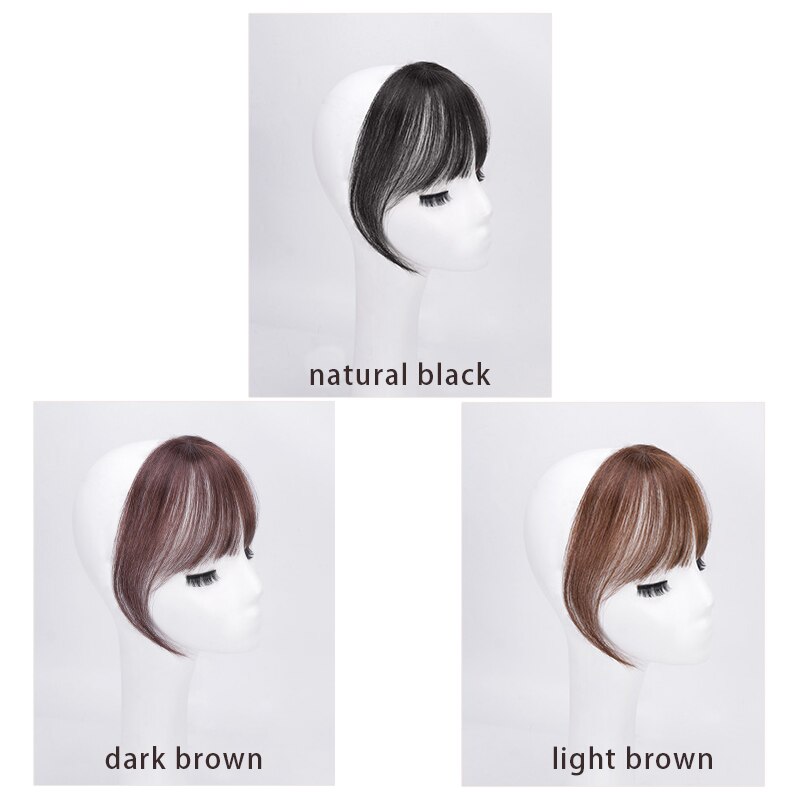 LVHAN noir/brun clair pince sur frange postiches pour les femmes frange pince dans les Extensions de cheveux synthétique haute température Fiber