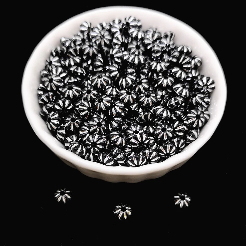 200 Uds. Hermosas cuentas con forma de flor espacio colorido para hacer joyas colgante collar pulsera DIY: Castaño