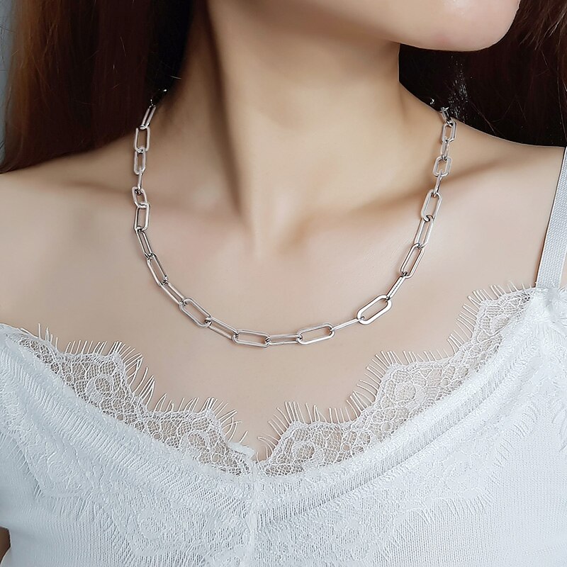 MÄNNER ALTA ERFASSEN CHARME HALSKETTE EDELSTAHL RECHTECK PAPIER Clip Verknüpfung LICHT MASCHINE KETTE Halsband HERREN SCHMUCK 20 Zoll