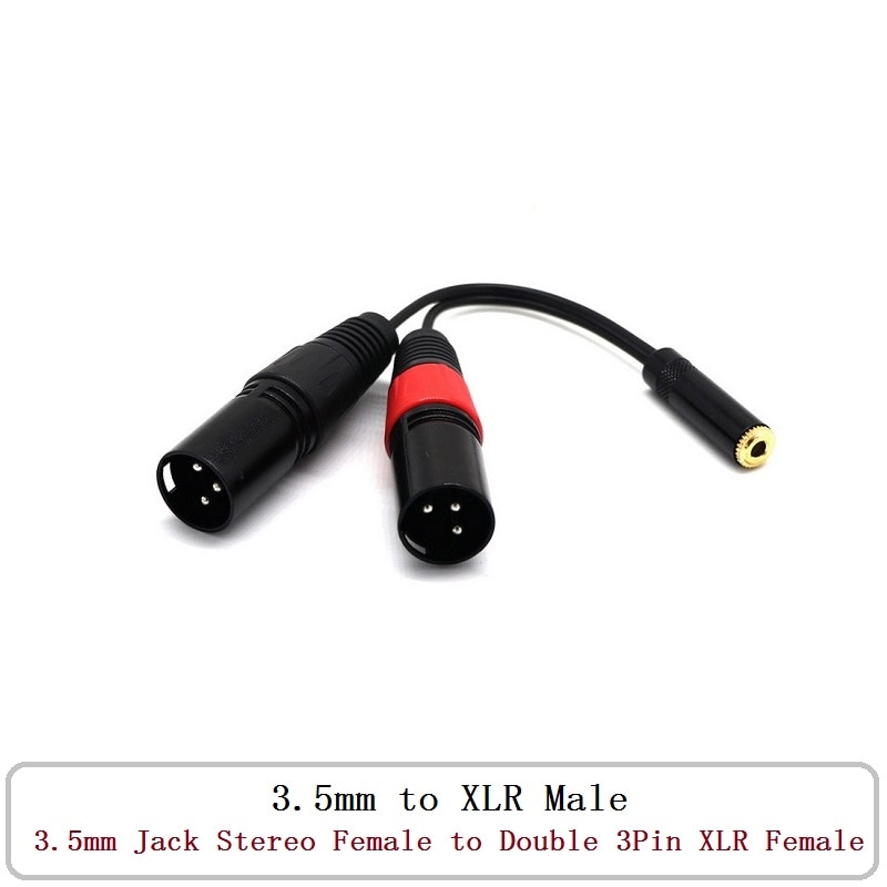 3.5mm Jack Stereo Female to Double 3Pin XLR Female Audio Cable Adapter Connector Microphones Connector Plug 0.2/0.5/1/1.5/3M