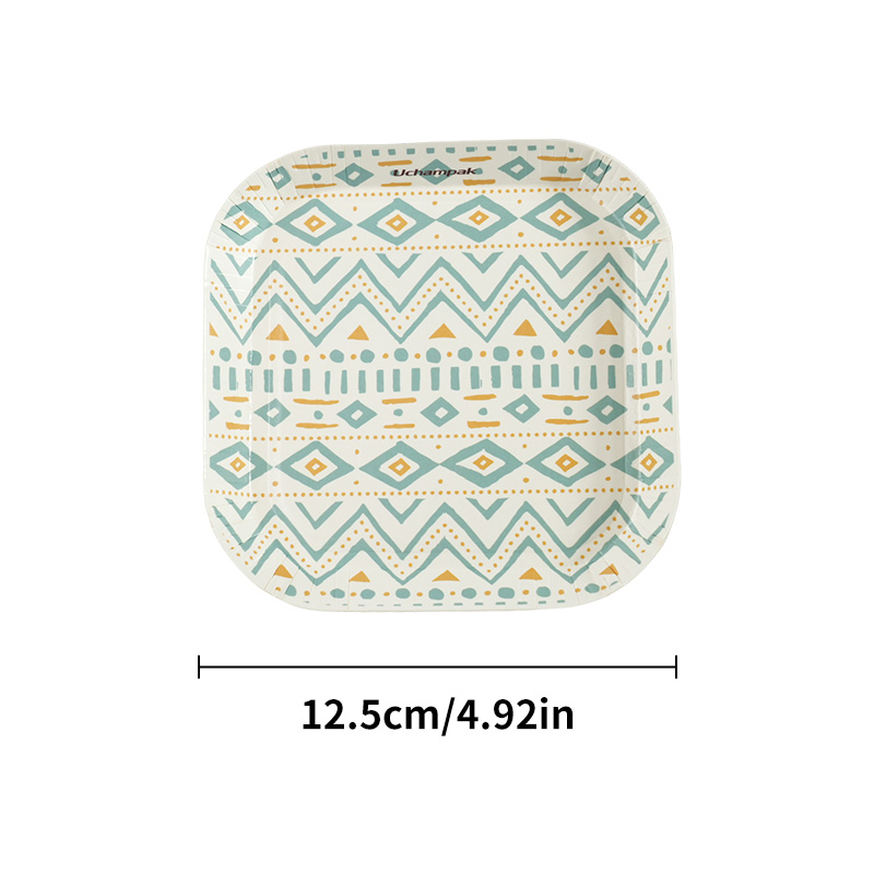 Geometryczne Kolorowe Papierowe Talerze Jednorazowe Deserowe Tortowe Kwadratowe mini Talerzyki na Przystawki i Przekąnarty na Ślub Urodziny Papierowe Naczynia: Srebrny / 10szt