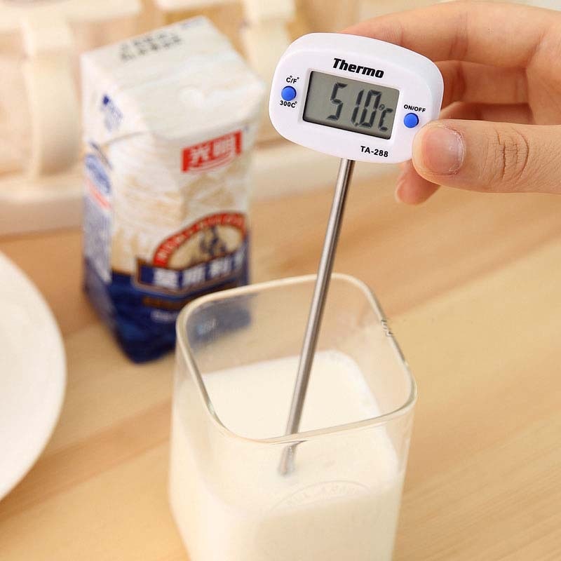 Øjeblikkelig læsning drejeligt digitalt madtermometer bbq kød chokolade ovn mælk vand olie madlavning køkken elektronisk sonde ta -288