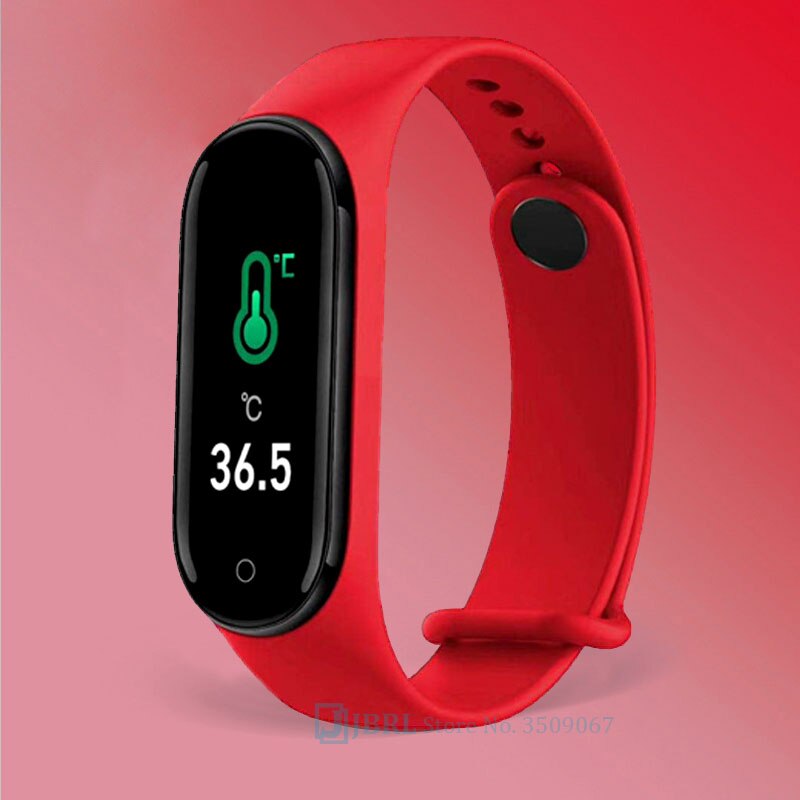 Più nuovo Temperatura Intelligente Wristband Degli Uomini Delle Donne Bluetooth Smartband Laides di Fitness Mens Del Braccialetto di Android IOS Phone Heart Rate Orologio: silicone red