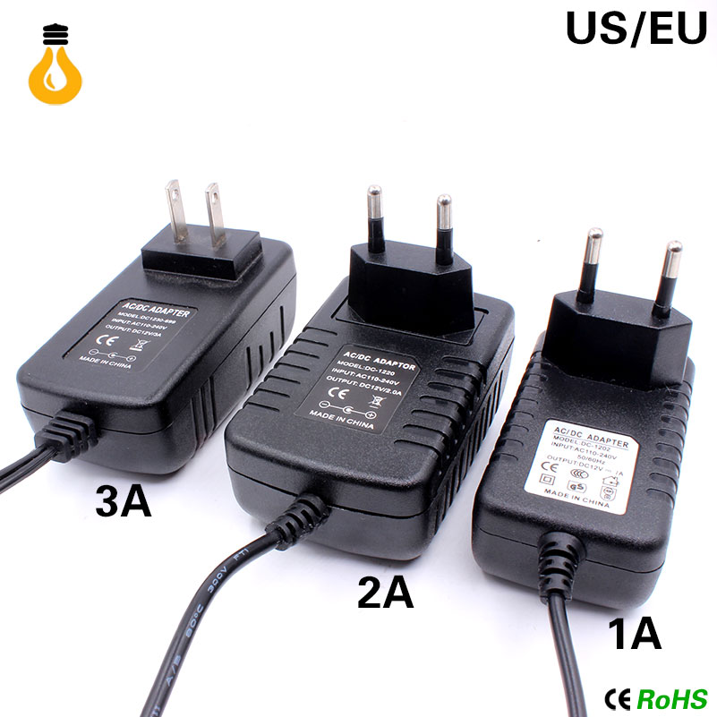Universal eu us plug switch adapter  ac 220v-240v to 12 v volt strømforsyning  dc 12v 1a 2a 3a strømadapter