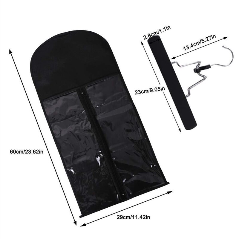 Sac de rangement de perruque Non tissé, housse anti-poussière avec cintre, sac de rangement de perruque Portable de meilleure pour queue de cheval/Clips d&#39;extensions de cheveux
