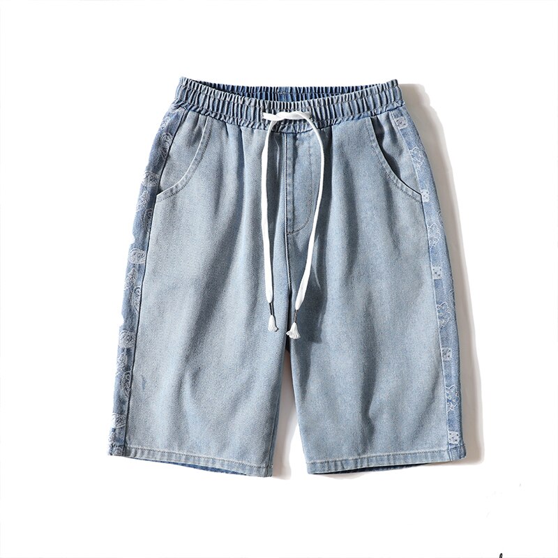 Men's Summer Denim Shorts Straight Large Size Loose Overalls Five-Point Pants Cotton Stretch pants